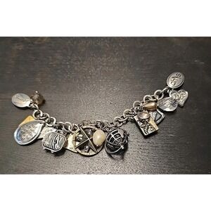 VTG CHICOS Chunky Bracelets Silver Gold Tone Beatrix Travel Charms 7.5" Magnetic